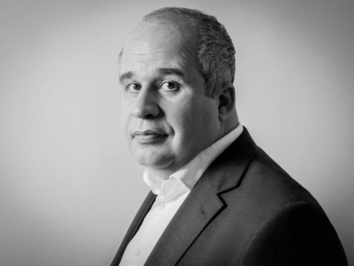 elder business man in black and white