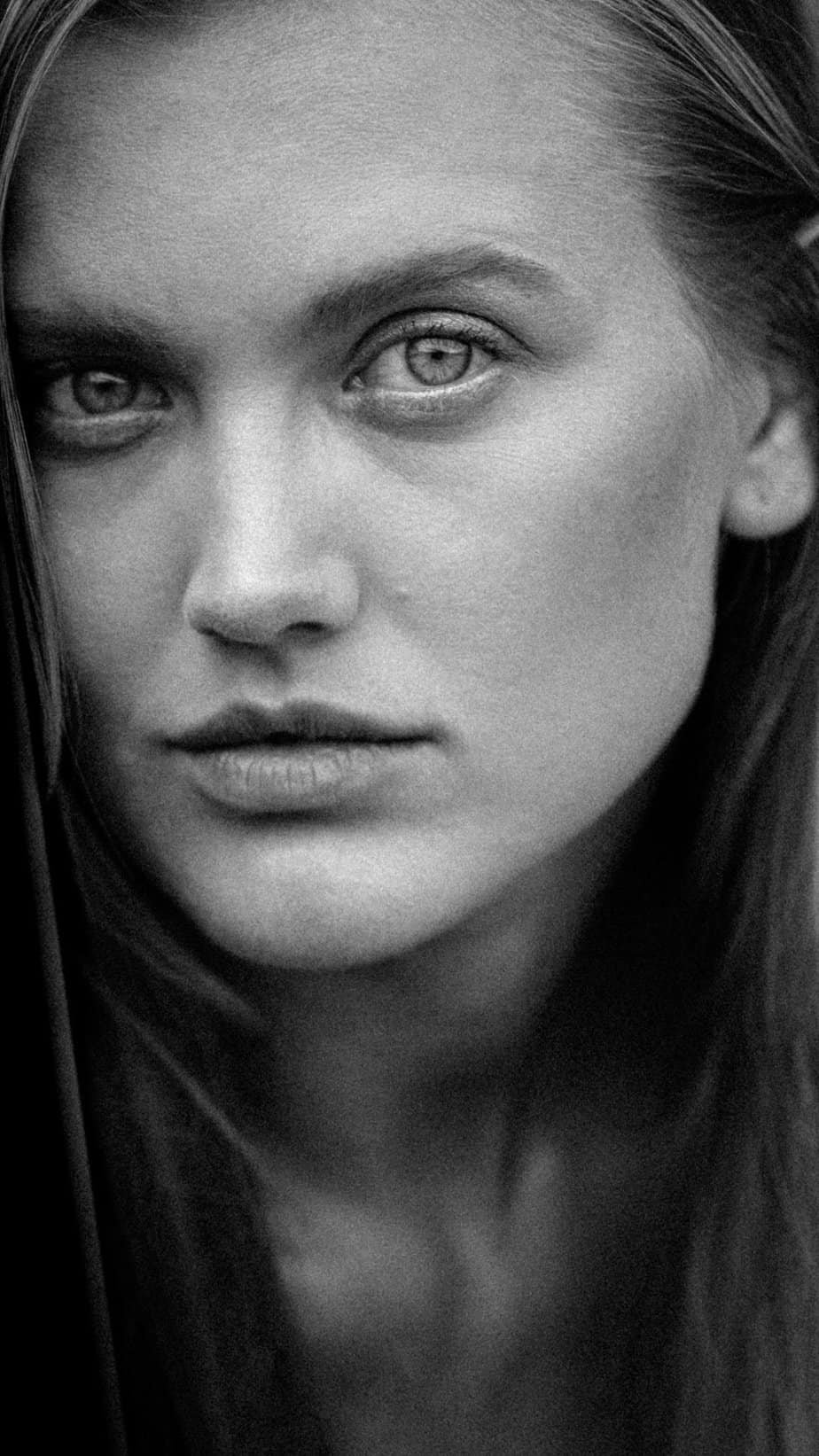 close up of a womans face